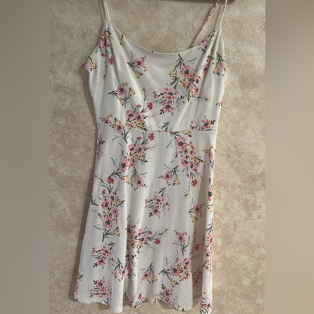 Mine Britton Floral Strapless Mini Dress Cream/Pink XL